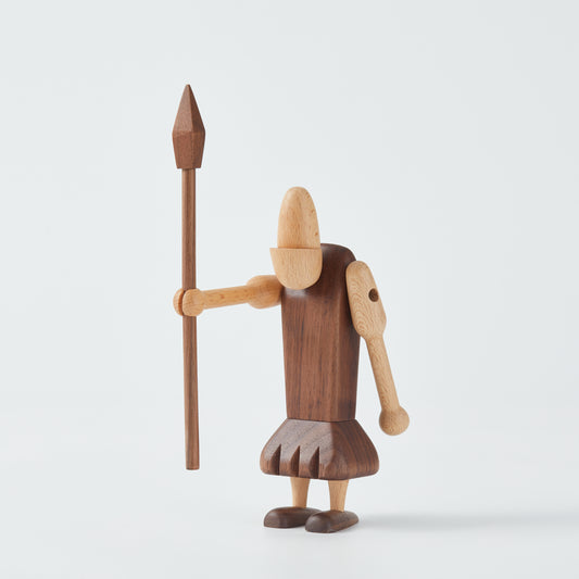 CraftsWP Wooden Knight Figurine: Nordic Primitive Brother Sculpture - Black Walnut Home Decor Accent