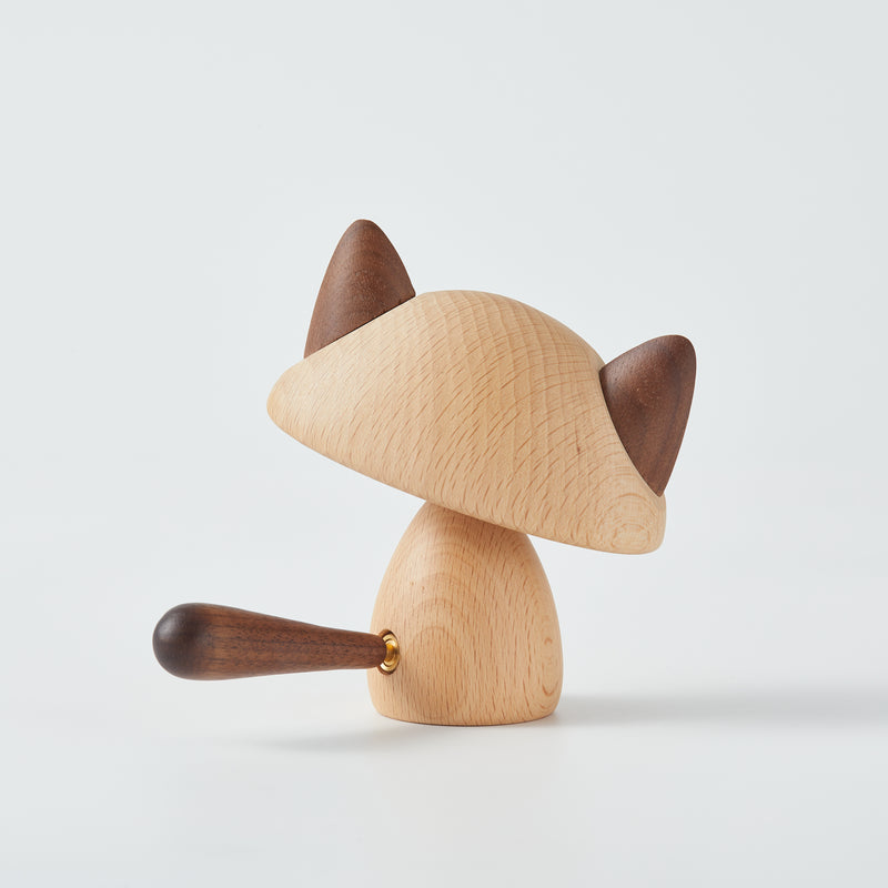 CraftsWP Adorable Wooden Kitten: Handcrafted Wooden Cat Figurine for Home & Living Spaces