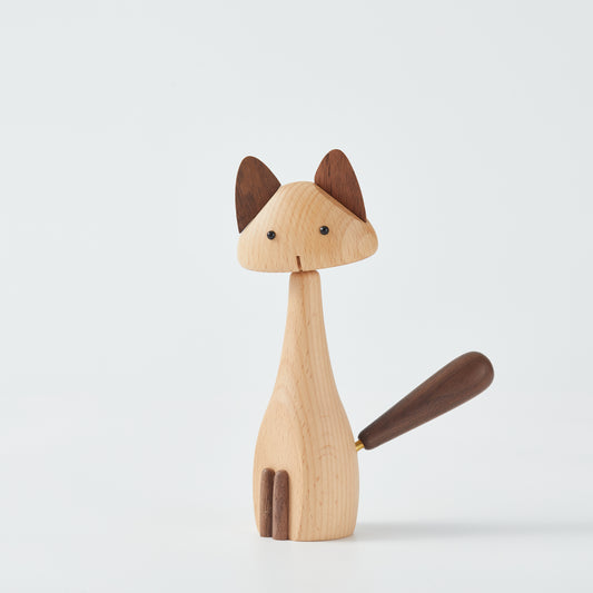 CraftsWP Adorable Wooden Kitten Long: Artisan Crafted Wooden Cat Figurine - A Unique Addition to Home Decor and Model House Furniture