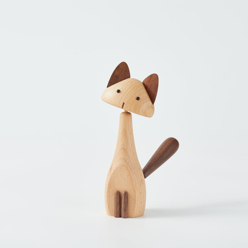 CraftsWP Adorable Wooden Kitten Long: Artisan Crafted Wooden Cat Figurine - A Unique Addition to Home Decor and Model House Furniture