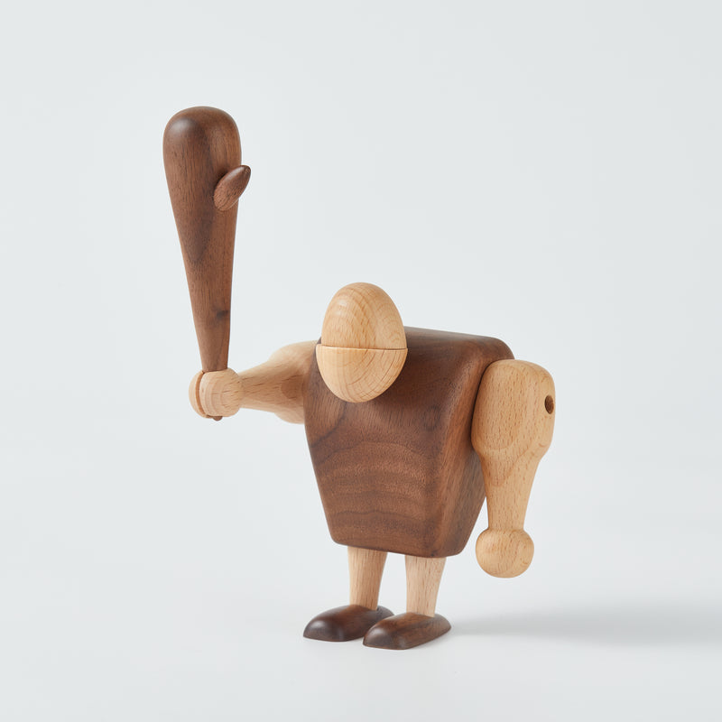 Mighty Wooden Barbarian Toy: Allayu Hominid Decoration - Robust Wooden Primitive Man Sculpture & Artful Ornament