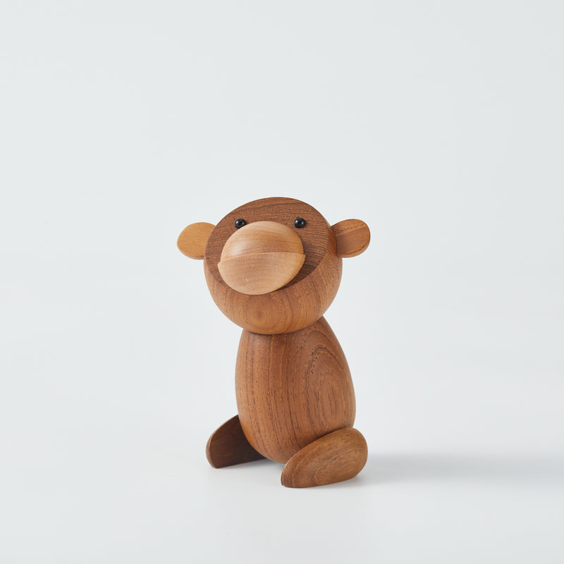 CraftsWP Playful Wooden Monkey: ZAMTAC Nordic Pure Handcrafted Wood Monkey Figurine