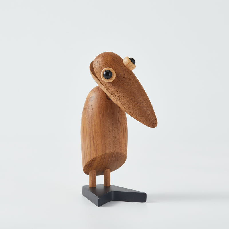 CraftsWP Friendly Bird Toy: Customizable Teak Wood Clip Bird Statuette