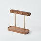 Muso Wood Key Holder & Accessory Stand - Walnut Wood Construction with Brass Rods, Tabletop Storage Multifunctional Organizer