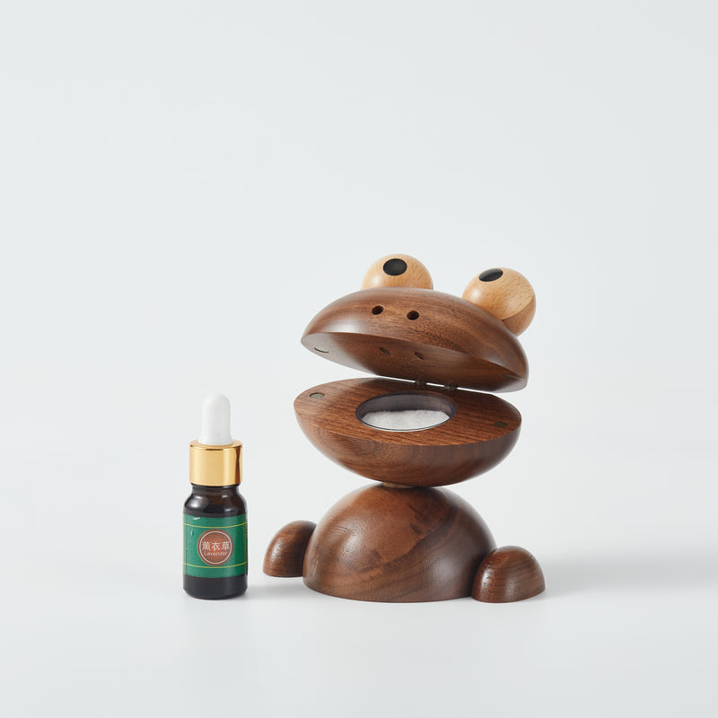 CraftsWP Frog Aroma Essential Oil Diffuser & Humidifier - Made from walnut Wood,  Charming Design