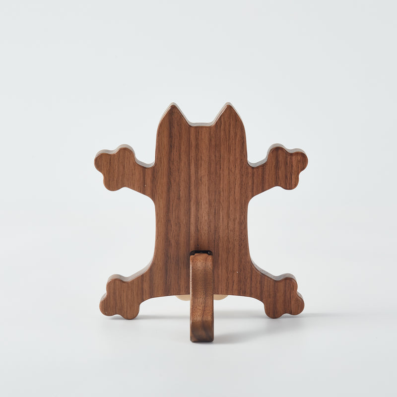 CraftsWP Funny Cat Phone Holder - Walnut Wood and Silicone Stand for Smartphones and iPads