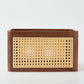 CraftsWP Elegant Handmade Brown Walnut & Rattan Storage Box - Versatile Rectangular Organizer for Home & Office