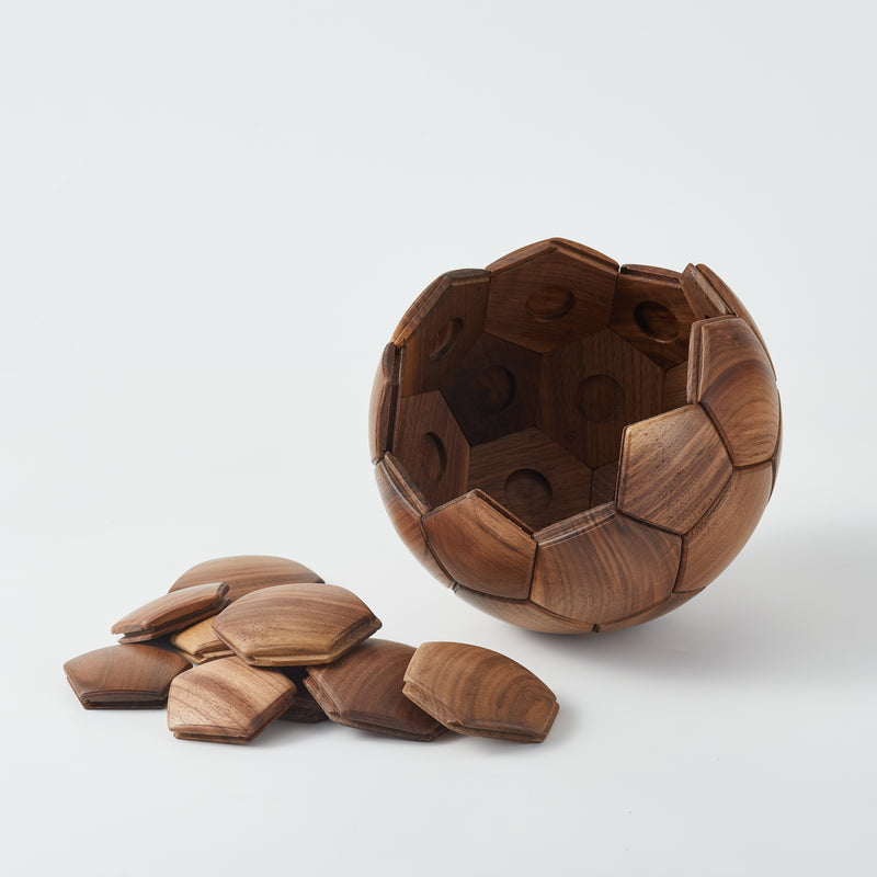 CraftsWP Exclusive Handcrafted Wooden Soccer Ball - Elegant 22cm Home Decor & Gift Piece for Football Lovers