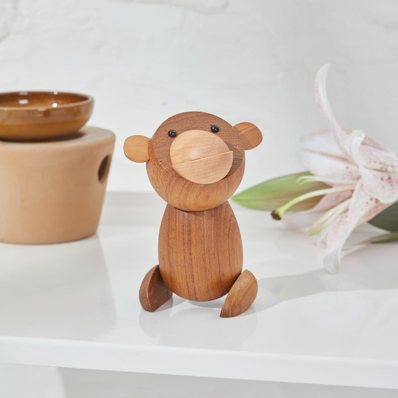 CraftsWP Playful Wooden Monkey: ZAMTAC Nordic Pure Handcrafted Wood Monkey Figurine