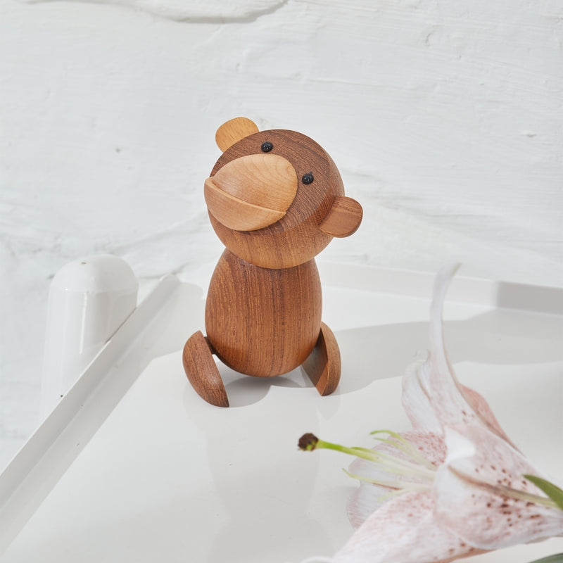 CraftsWP Playful Wooden Monkey: ZAMTAC Nordic Pure Handcrafted Wood Monkey Figurine