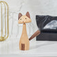 CraftsWP Adorable Wooden Kitten Long: Artisan Crafted Wooden Cat Figurine - A Unique Addition to Home Decor and Model House Furniture