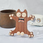 CraftsWP Funny Cat Phone Holder - Walnut Wood and Silicone Stand for Smartphones and iPads