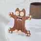 CraftsWP Funny Cat Phone Holder - Walnut Wood and Silicone Stand for Smartphones and iPads