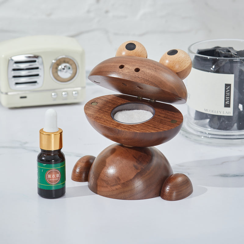 CraftsWP Frog Aroma Essential Oil Diffuser & Humidifier - Made from walnut Wood,  Charming Design