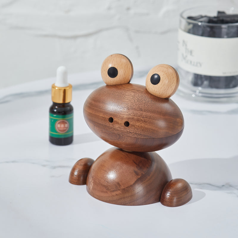 CraftsWP Frog Aroma Essential Oil Diffuser & Humidifier - Made from walnut Wood,  Charming Design