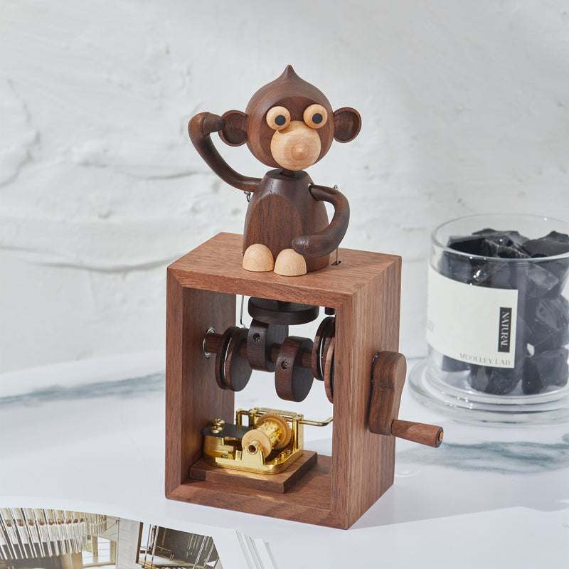 CraftsWP Castle In The Sky - Monkey Wooden Music Box