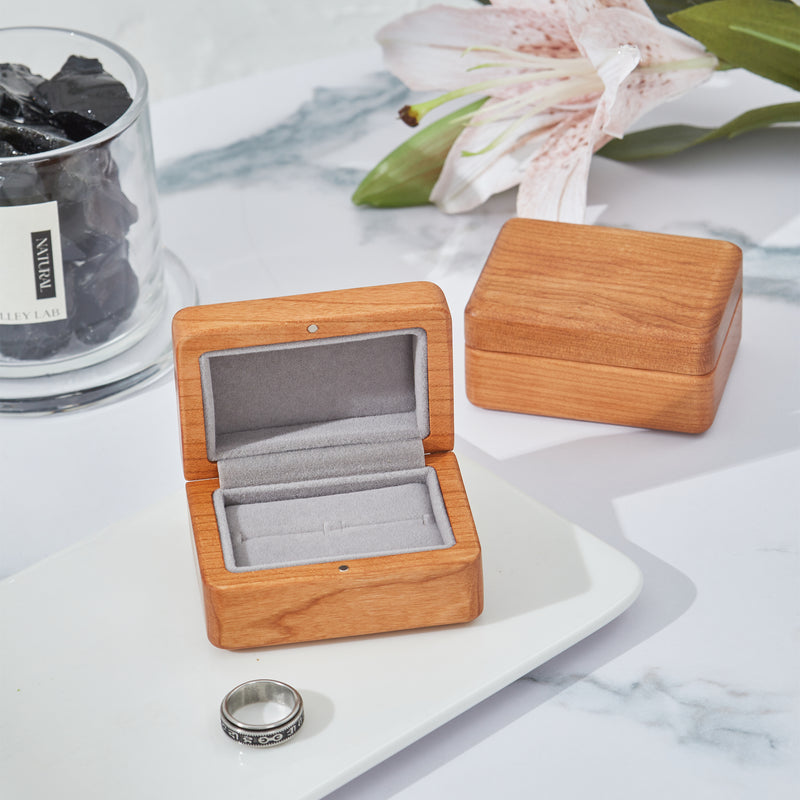 CraftsWP Vintage Wooden Ring Box for Weddings & Proposals - Dual Slots, Magnetic Closure, Travel-Friendly & Elegant Design