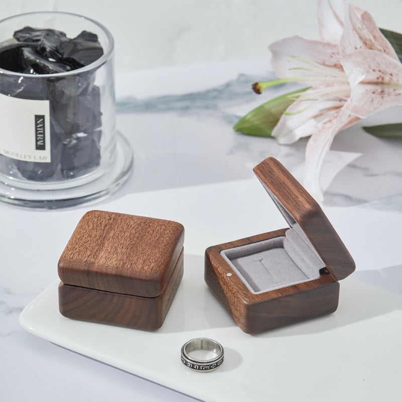 CraftswpWooden Engagement Ring Box - Compact & Elegant Proposal Jewelry Gift Storage Box