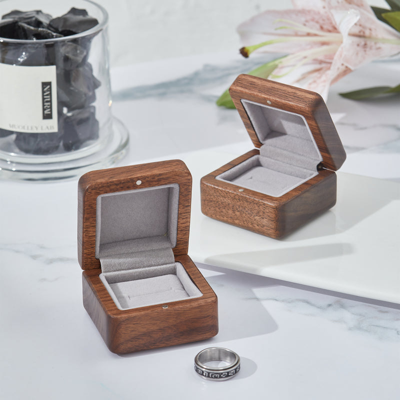 CraftswpWooden Engagement Ring Box - Compact & Elegant Proposal Jewelry Gift Storage Box