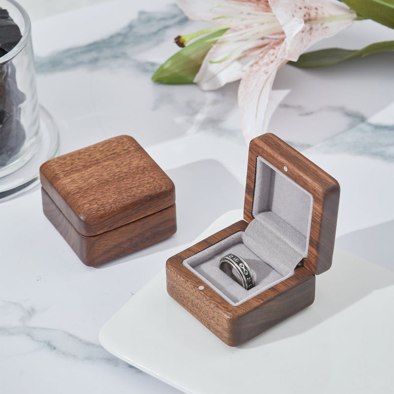 CraftswpWooden Engagement Ring Box - Compact & Elegant Proposal Jewelry Gift Storage Box