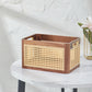 CraftsWP Elegant Handmade Brown Walnut & Rattan Storage Box - Versatile Rectangular Organizer for Home & Office